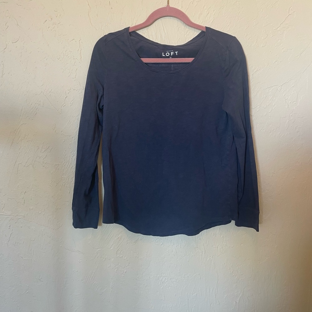 LOFT Women's Navy Long Sleeve Crewneck Tee